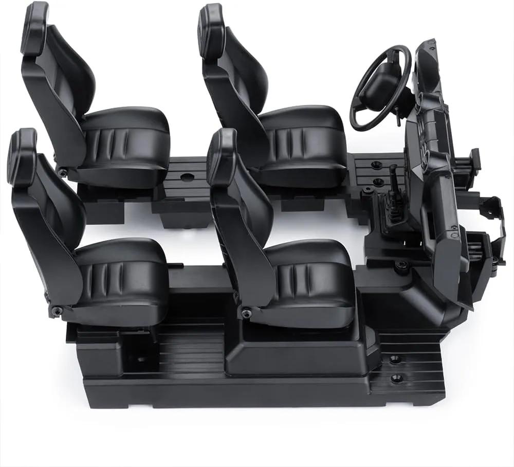 RC Car Interior Kit Simulation Center Kit - Simulation Cockpit & 4 Simulation Seats for 1/10 TRX4 Defender RC Car Upgrades Parts (Black)