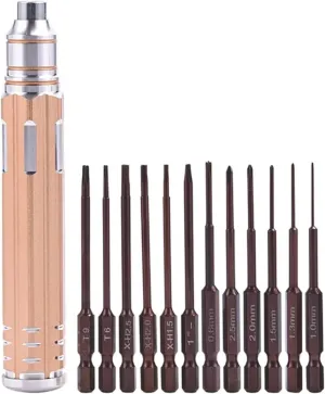 RC Disassembly Tool S2 Steel Tool 12 in 1 Screwdriver Hex Screwdrivers Tools Set Model Robotics Bench Helicopter Rc for Toys(Orange)