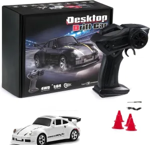 RC Drift Car, 1/64 Scale Mini Drift Cars, 2.4GHz Full Proportional RTR High Speed Remote Control Car, 4WD Fast RC Cars with Lights, Hobby Race Vehicle Toy Birthday Gift for Kids, Boys, Girls, Adults