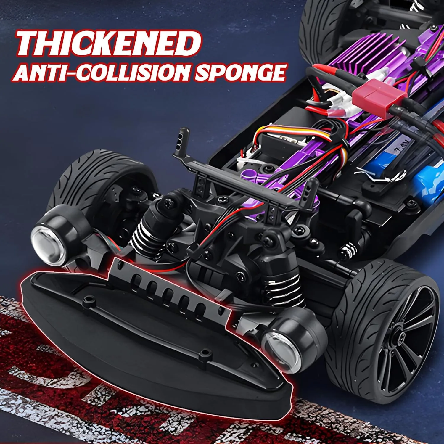 RC Drift Car Full Proportional RTR Remote Control1/16 Scale 38KM/H Fast 4WD RC Car 2.4Ghz with 6 Modes of Light 2Pcs Rechargeable Batteries Racing for Boys and Adults Gift