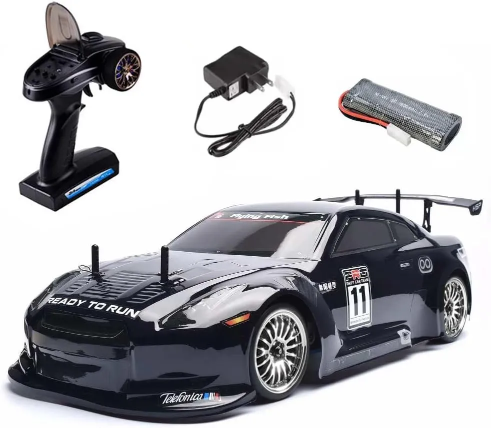 RC Drift Cars For Adults 50KM/H 1:10 Electric Power On Road Rc Vehicle RTR Fast 4WD 2.4G Full Proportional Remote Control Car For Drift And Race With RC540 Motor Hobby Grade Racing Car (Black)