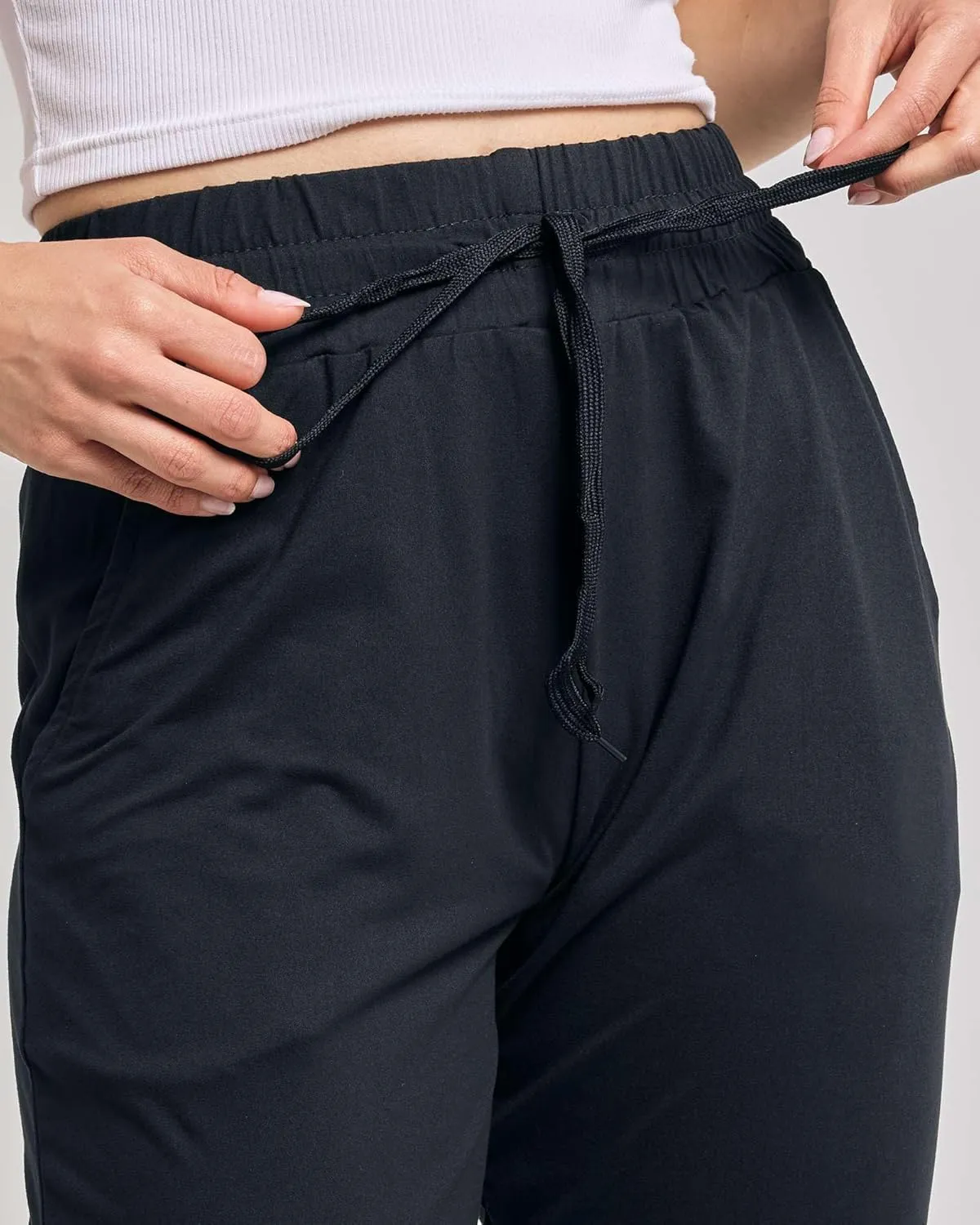 Real Essentials 3-Pack: Women's Capri Open Bottom Soft Sweatpants with Drawstring (Available in Plus Size)