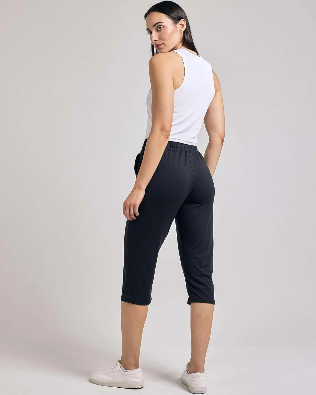 Real Essentials 3-Pack: Women's Capri Open Bottom Soft Sweatpants with Drawstring (Available in Plus Size)