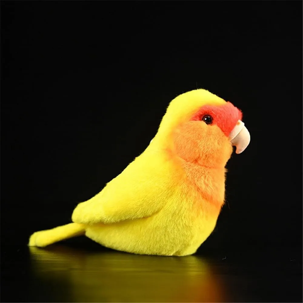 Realistic Lovebird Plush Stuffed Animal - Soft Yellow Parrot Toy with Lifelike Details