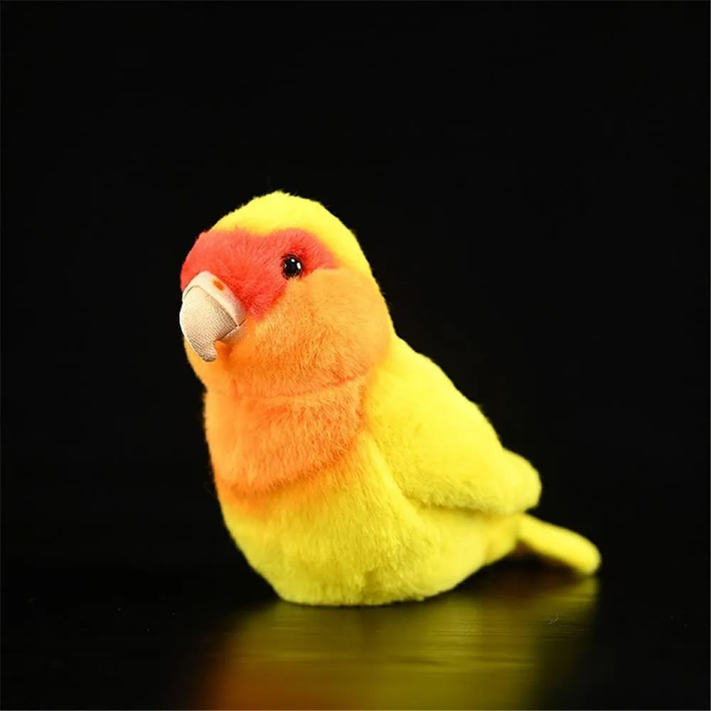 Realistic Lovebird Plush Stuffed Animal - Soft Yellow Parrot Toy with Lifelike Details