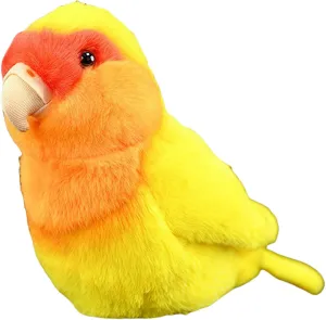 Realistic Lovebird Plush Stuffed Animal - Soft Yellow Parrot Toy with Lifelike Details
