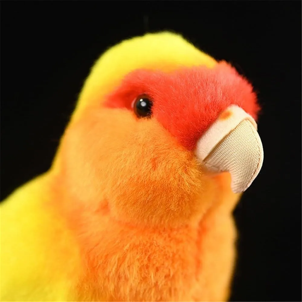 Realistic Lovebird Plush Stuffed Animal - Soft Yellow Parrot Toy with Lifelike Details