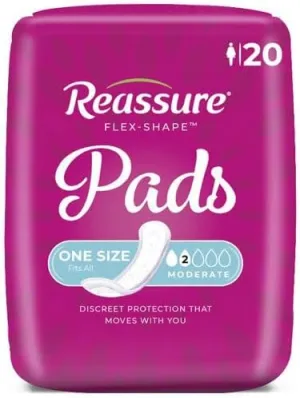 Reassure Flex-Shape Pads, Moderate Absorbency - 1 Case (100 Total Count)