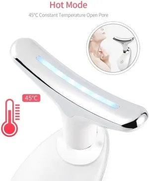 Red-Light-Therapy-for-Face-and-Neck, Facial and Neck Massager, 7 Color Skin Care Tool for Wrinkles, Double Chin (White)