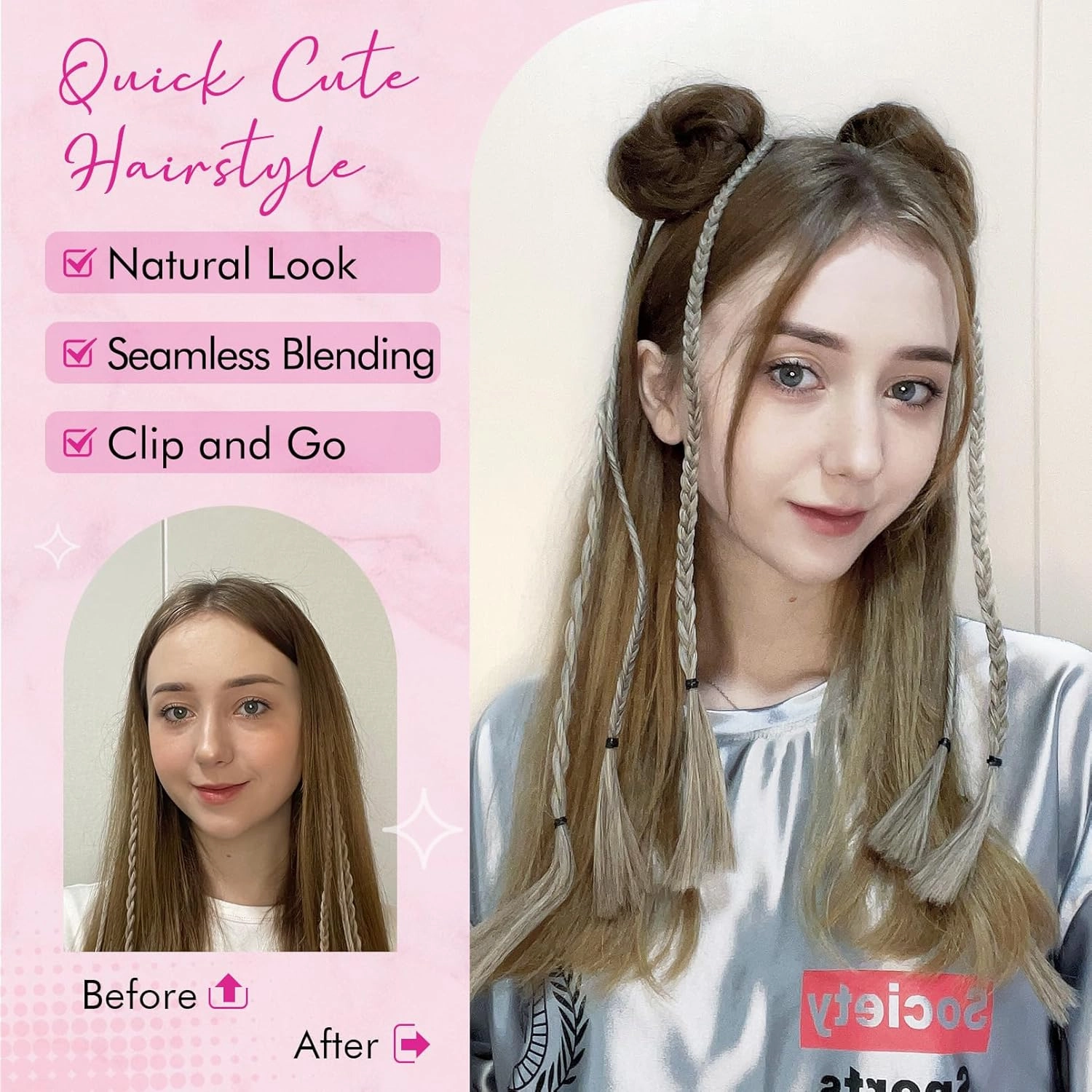 REECHO Space Bun Hair Pieces, 2 PCS Mini Claw Clip in Messy & Cat Ears Fake Hair Bun Extensions HB001 Wig Accessory Updo Hairpieces for Women Girls (Pack of 2-3.5" Wavy, Black Brown)