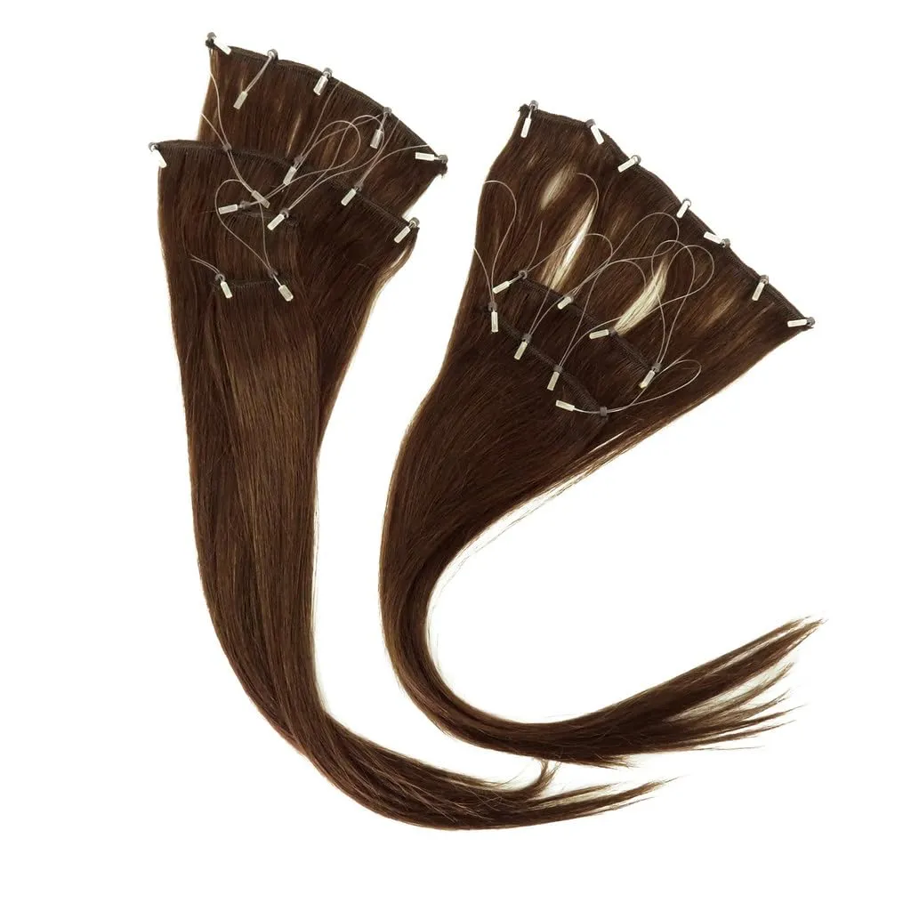 Remeehi 10"-16" One Step Weft Invisible Wire Hair Extensions Mirco Loop Human Hair Extensions Clip in Hair Extensions 7 Pieces Straight 60g for Thinning or Fine Hair 10 inch 1# Jet Black