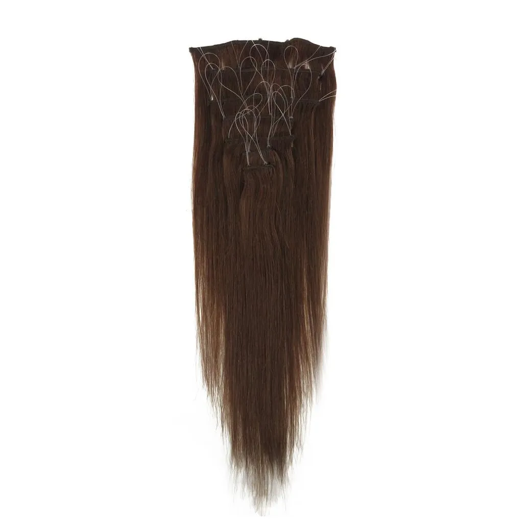 Remeehi 10"-16" One Step Weft Invisible Wire Hair Extensions Mirco Loop Human Hair Extensions Clip in Hair Extensions 7 Pieces Straight 60g for Thinning or Fine Hair 10 inch 1# Jet Black