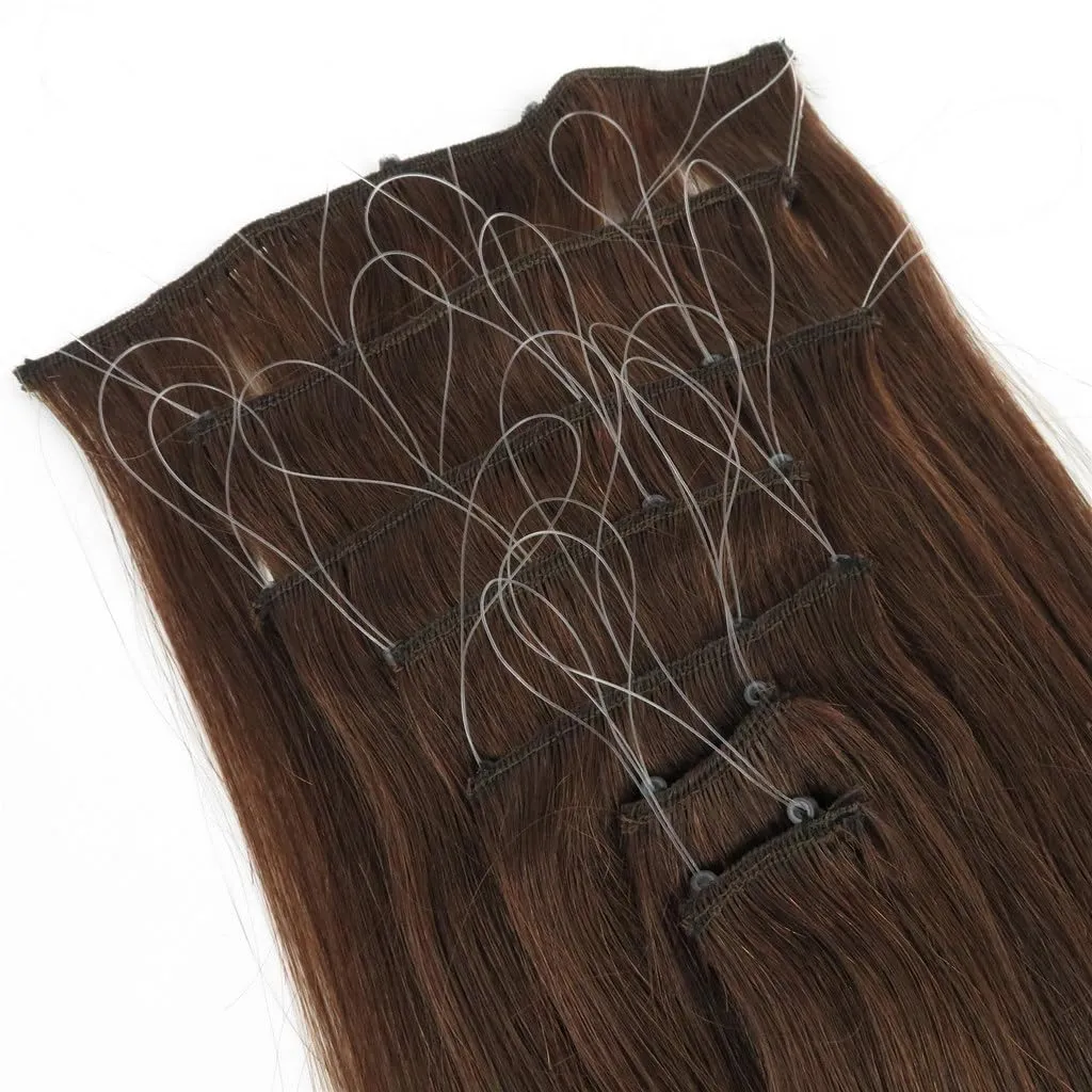 Remeehi 10"-16" One Step Weft Invisible Wire Hair Extensions Mirco Loop Human Hair Extensions Clip in Hair Extensions 7 Pieces Straight 60g for Thinning or Fine Hair 10 inch 1# Jet Black