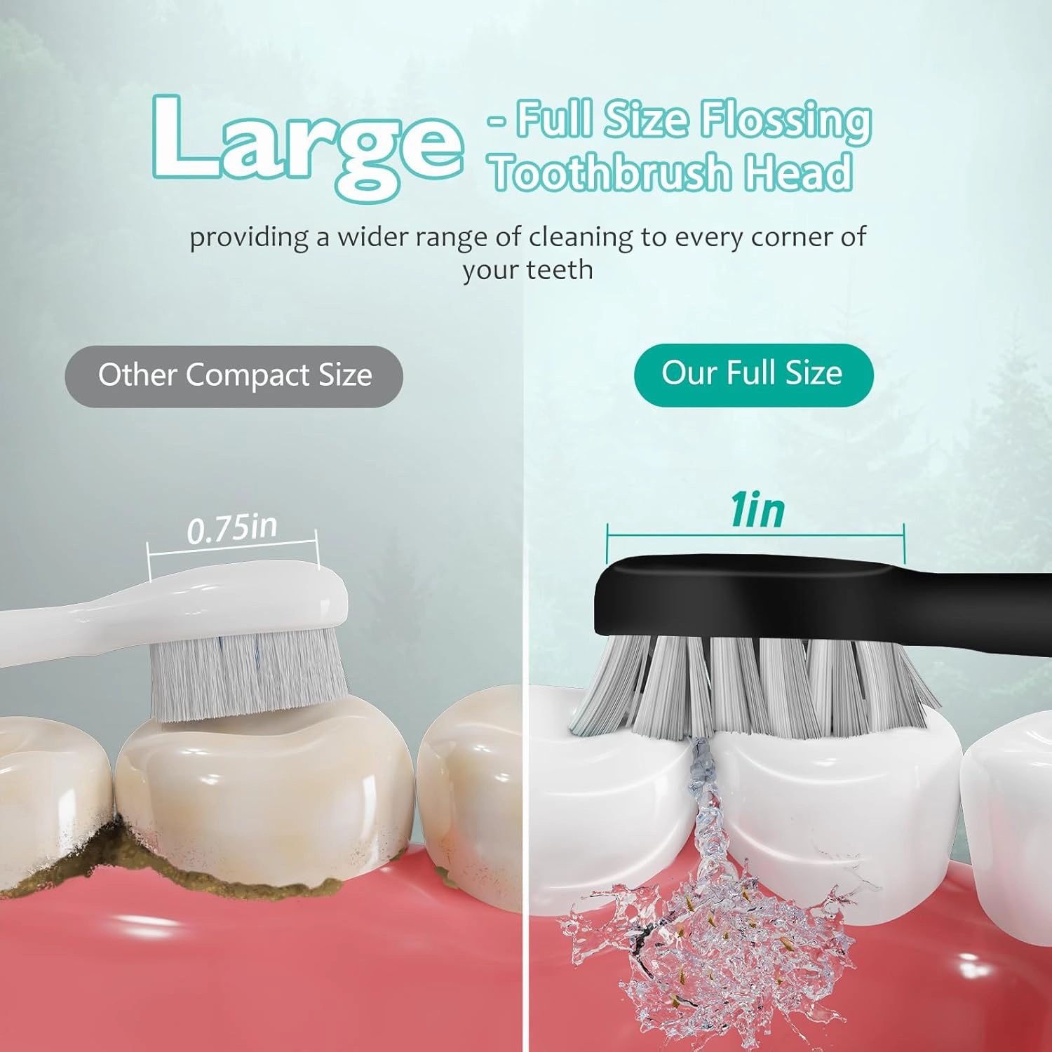 Replacement Heads for Waterpik Sonic Fusion 2.0, Extra-Large Size Flossing Toothbrush Head fit for Water pik SF-01 SF-02 SF-03 SF-04 (Black, 5 Count)