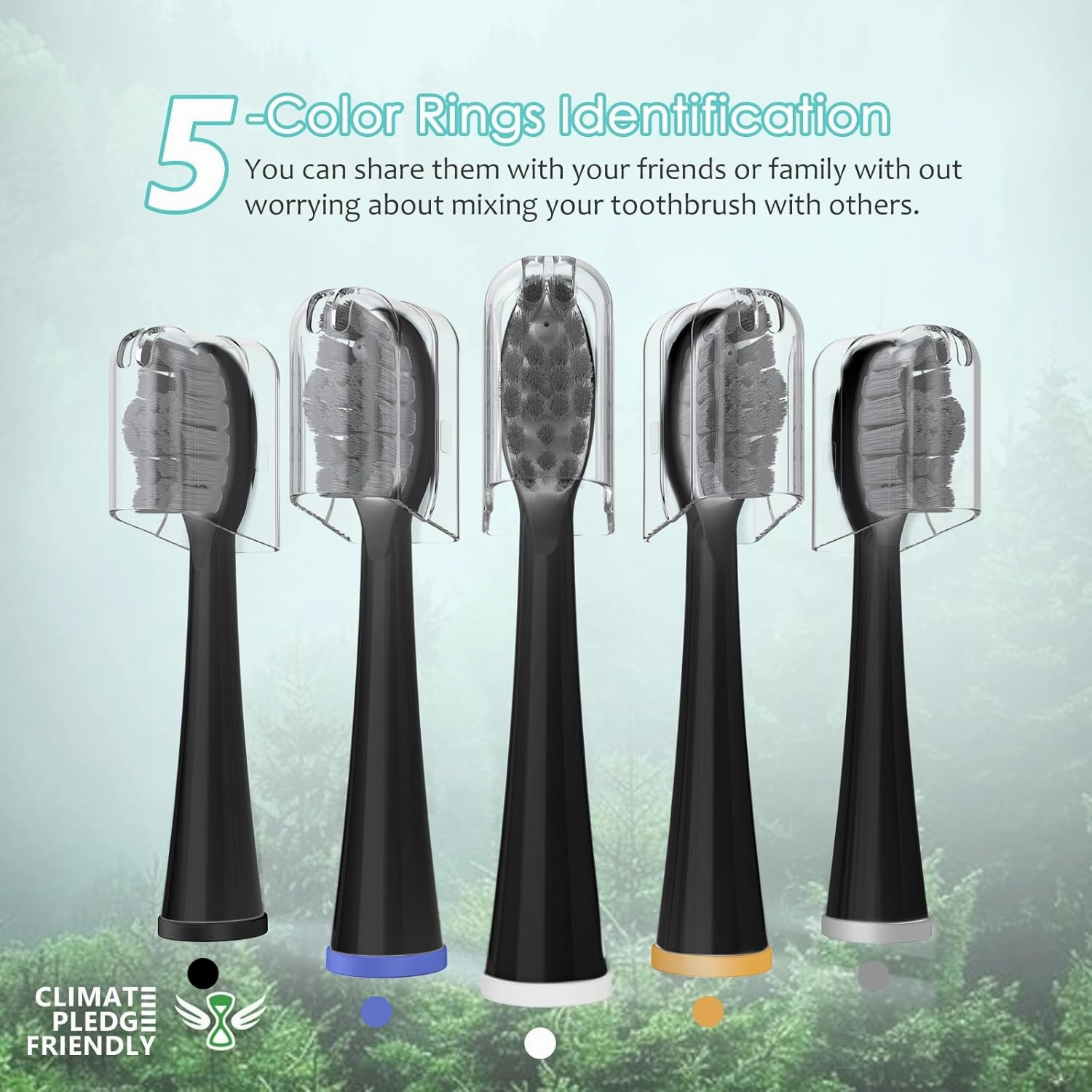 Replacement Heads for Waterpik Sonic Fusion 2.0, Extra-Large Size Flossing Toothbrush Head fit for Water pik SF-01 SF-02 SF-03 SF-04 (Black, 5 Count)