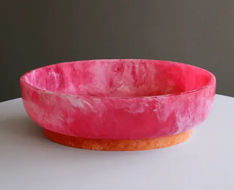 RESIN Rio Large Oval Bowl with Base - Pink/Orange