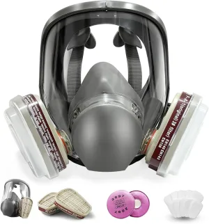 Reusable full Face Cover, Full Face Respirator Mask, Organic Vapor Gas Mask with Activated Carbon Filters