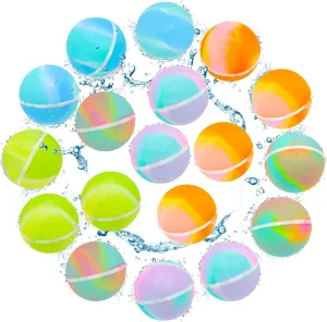 Reusable Water Balloons Balls, Soft Silicone Quick Fill Balloons Splash Fun,Outdoor Backyard Summer Party Easy Quick Fun Water Fight Game for Swimming Pool, Summer Party Gift Pool (Colorful 18pcs)