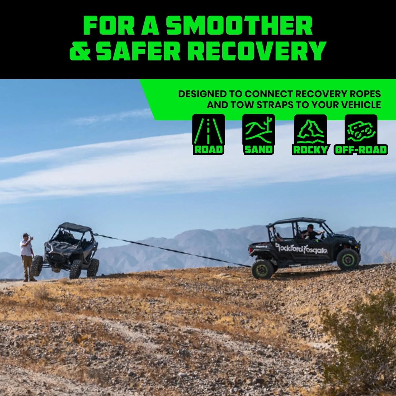 Rhino USA Synthetic Soft Shackle Rope (2-Pack) - 3/8 Inch x 22 Inch (31,400lb Min Break Strength) Offroad Soft Shackle Recovery Kit for Truck, UTV, ATV - Compatible with Jeep, Toyota, Ford & More!