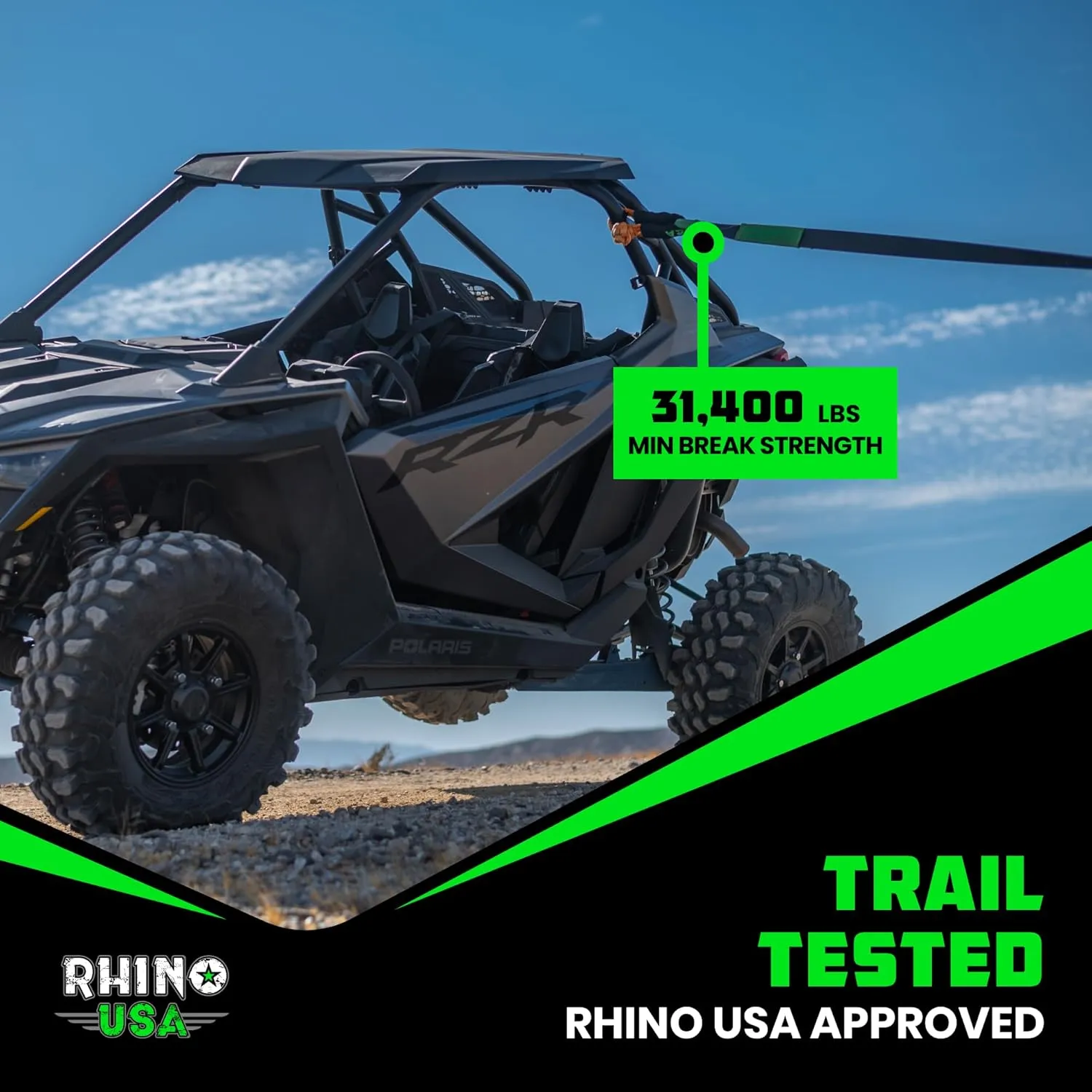 Rhino USA Synthetic Soft Shackle Rope (2-Pack) - 3/8 Inch x 22 Inch (31,400lb Min Break Strength) Offroad Soft Shackle Recovery Kit for Truck, UTV, ATV - Compatible with Jeep, Toyota, Ford & More!