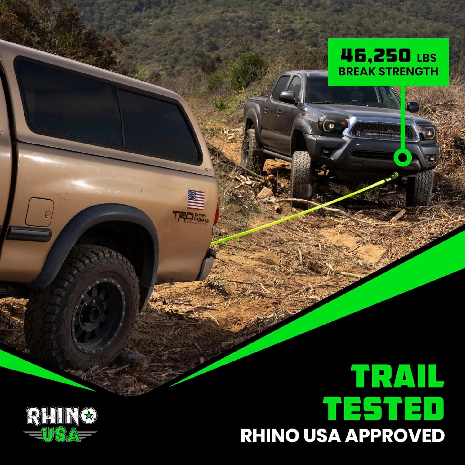 Rhino USA Synthetic Soft Shackle Rope (1-Pack) - 1/2 Inch x 22 Inch (44,050lb Min Break Strength) Offroad Soft Shackle Recovery Kit for Truck, UTV, ATV - Compatible with Jeep, Toyota, Ford & More!