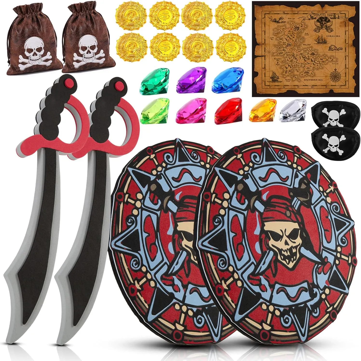 RICHNESS Kids Toy Swords and Shields Foam Play Sword and Shield for Kids Dress Up and Costumes Pack of 2 Players