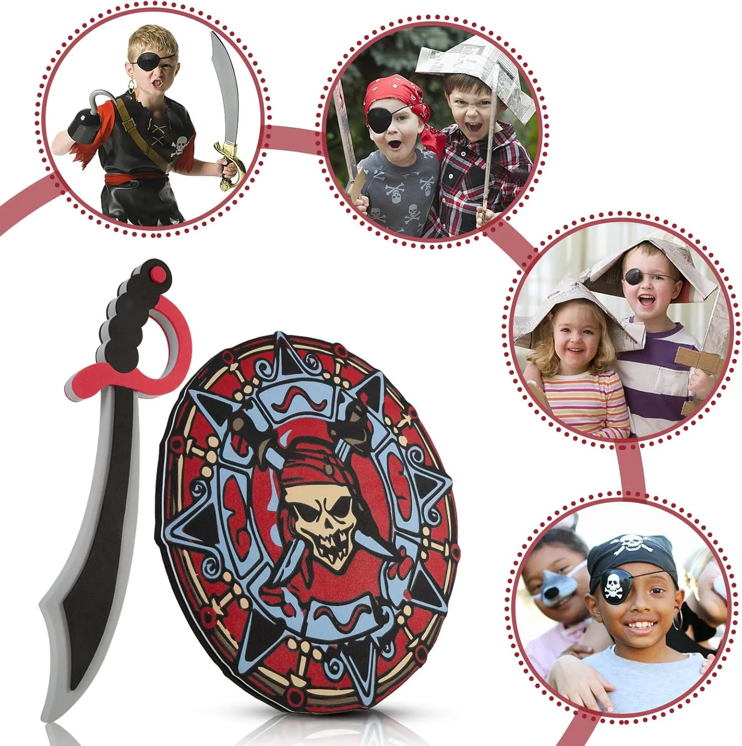 RICHNESS Kids Toy Swords and Shields Foam Play Sword and Shield for Kids Dress Up and Costumes Pack of 2 Players