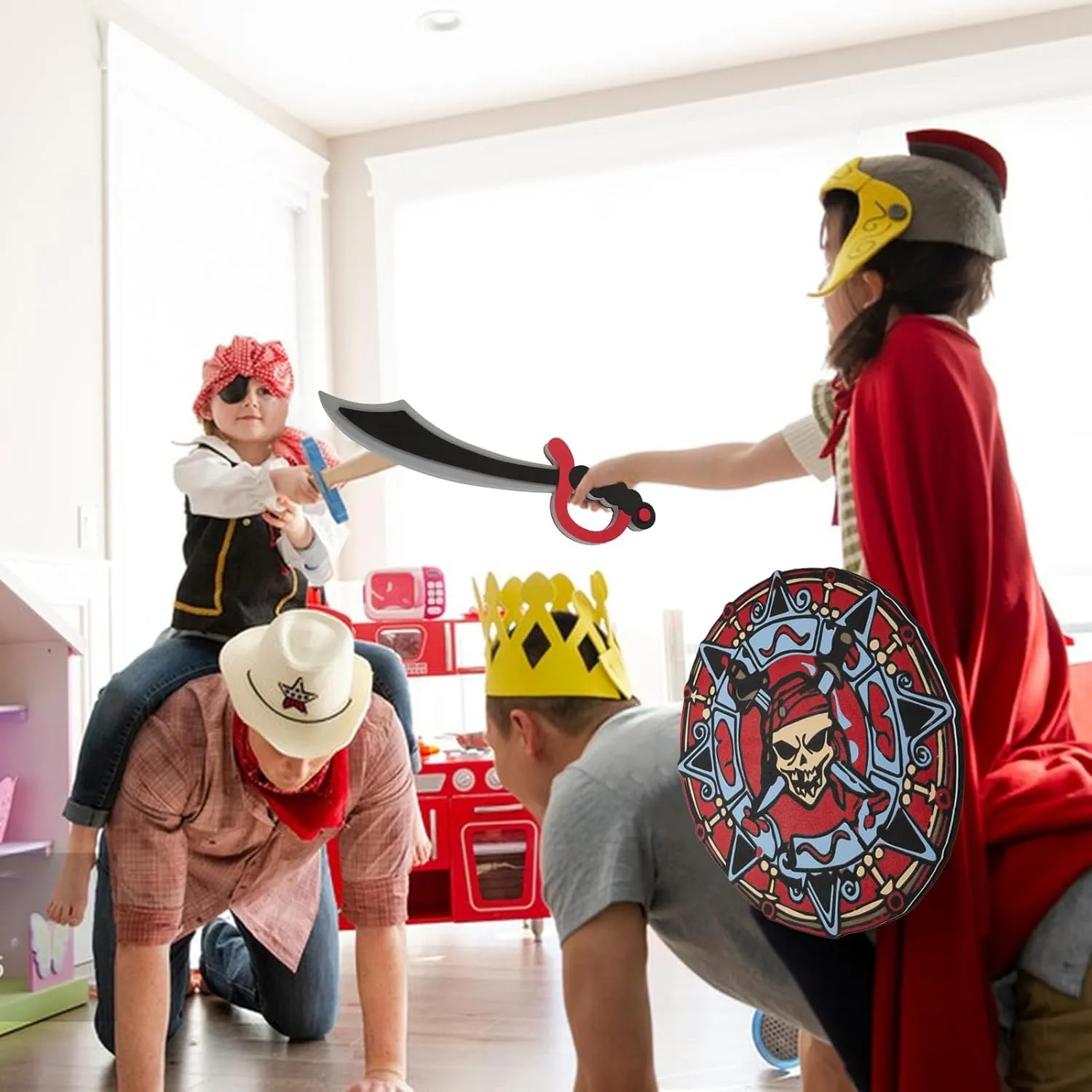 RICHNESS Kids Toy Swords and Shields Foam Play Sword and Shield for Kids Dress Up and Costumes Pack of 2 Players