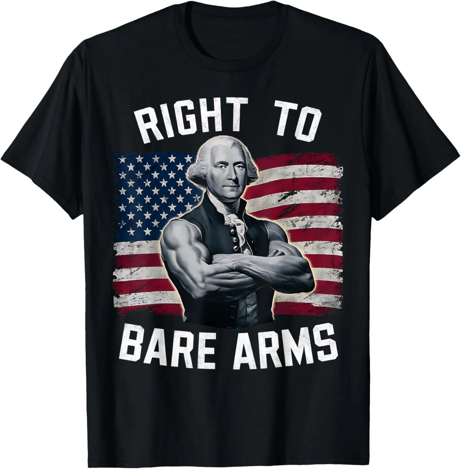 Right To Bare Arms Us Flag 4th Of July Funny Gym Workout T-Shirt