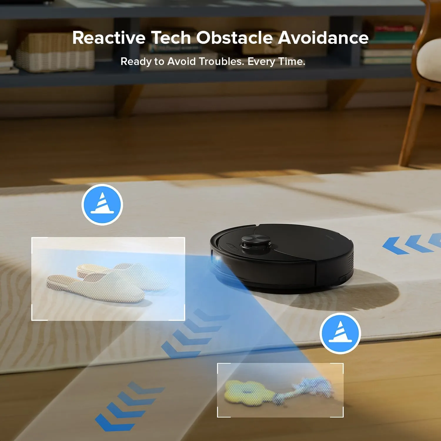 roborock Q10 S5  Robot Vacuum and Mop with Self-Emptying, 10,000Pa Suction, Upgraded from Q8 max , Obstacle Avoidance, Sonic Mopping, Dual Anti-Tangle Design, Auto Mop Lifting, Ideal for Pet Hair