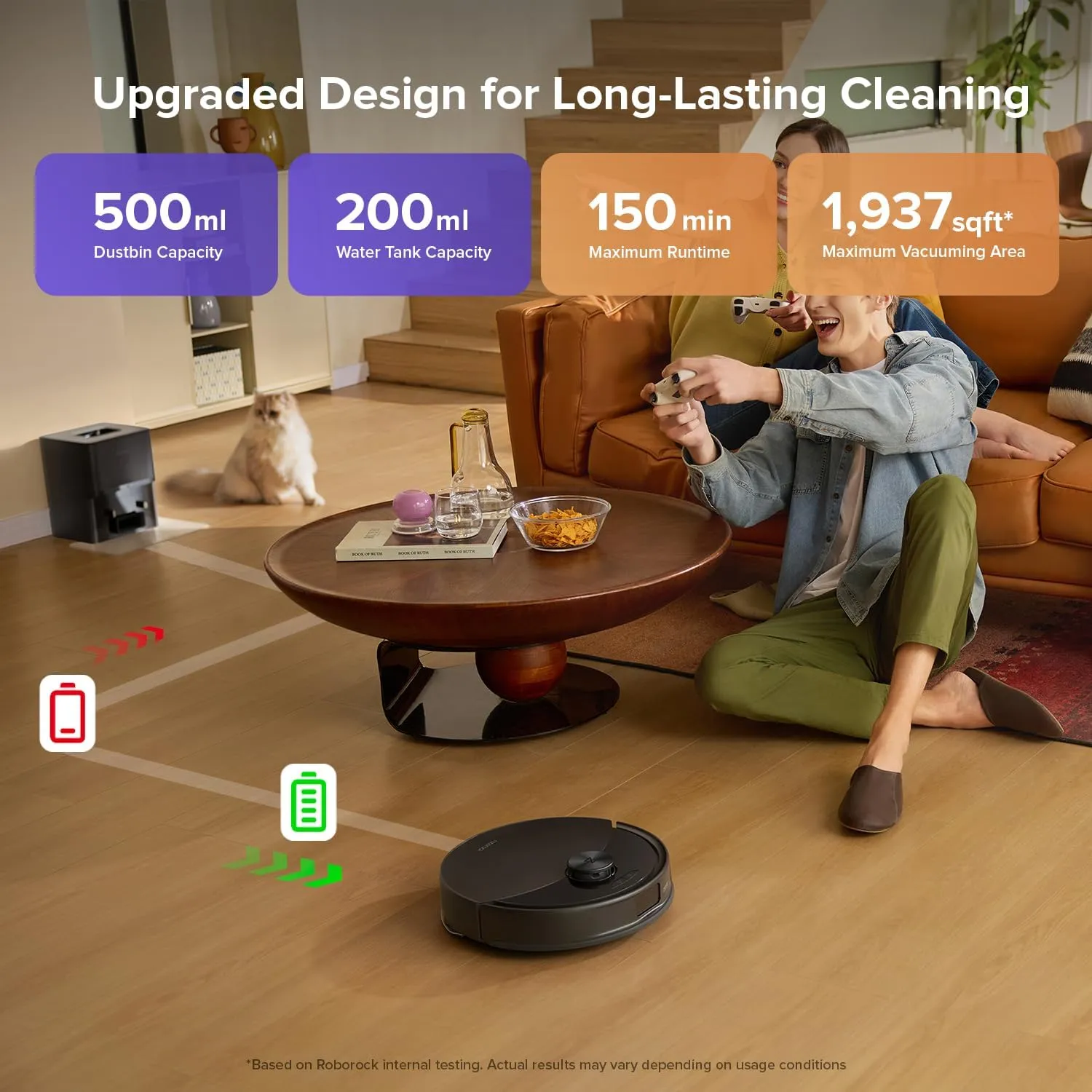 roborock Q10 S5  Robot Vacuum and Mop with Self-Emptying, 10,000Pa Suction, Upgraded from Q8 max , Obstacle Avoidance, Sonic Mopping, Dual Anti-Tangle Design, Auto Mop Lifting, Ideal for Pet Hair