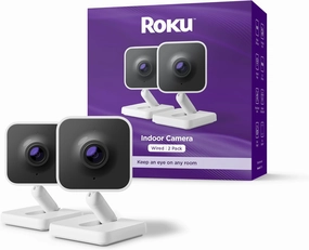 Roku New Indoor Camera 2024 - Home Security - 2-Pack - Wired Security Camera & Pet Monitor with 1080p HD Color Night Vision, Works with Alexa & Google, Motion & Sound Detection, WDR & WiFi 6