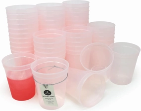 Rolling Sands 16 Oz Reusable Plastic Stadium Cups, Bulk 50 Pk, Made in USA, BPA-Free Dishwasher Safe Color Changing Tumblers, Frost to Red Pink