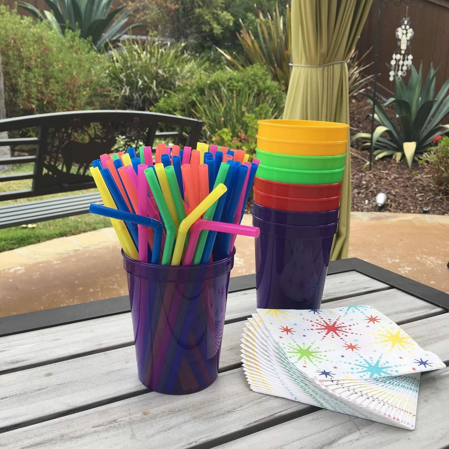 Rolling Sands 16 Oz Reusable Plastic Stadium Cups, Bulk 50 Pk, USA Made, BPA-Free Dishwasher Safe Plastic Tumblers, Clear
