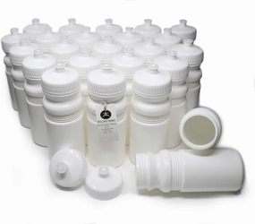 Rolling Sands 20 Ounce Sports Water Bottles 24 Pack, BPA-Free, Made in USA, Dishwasher Safe, White