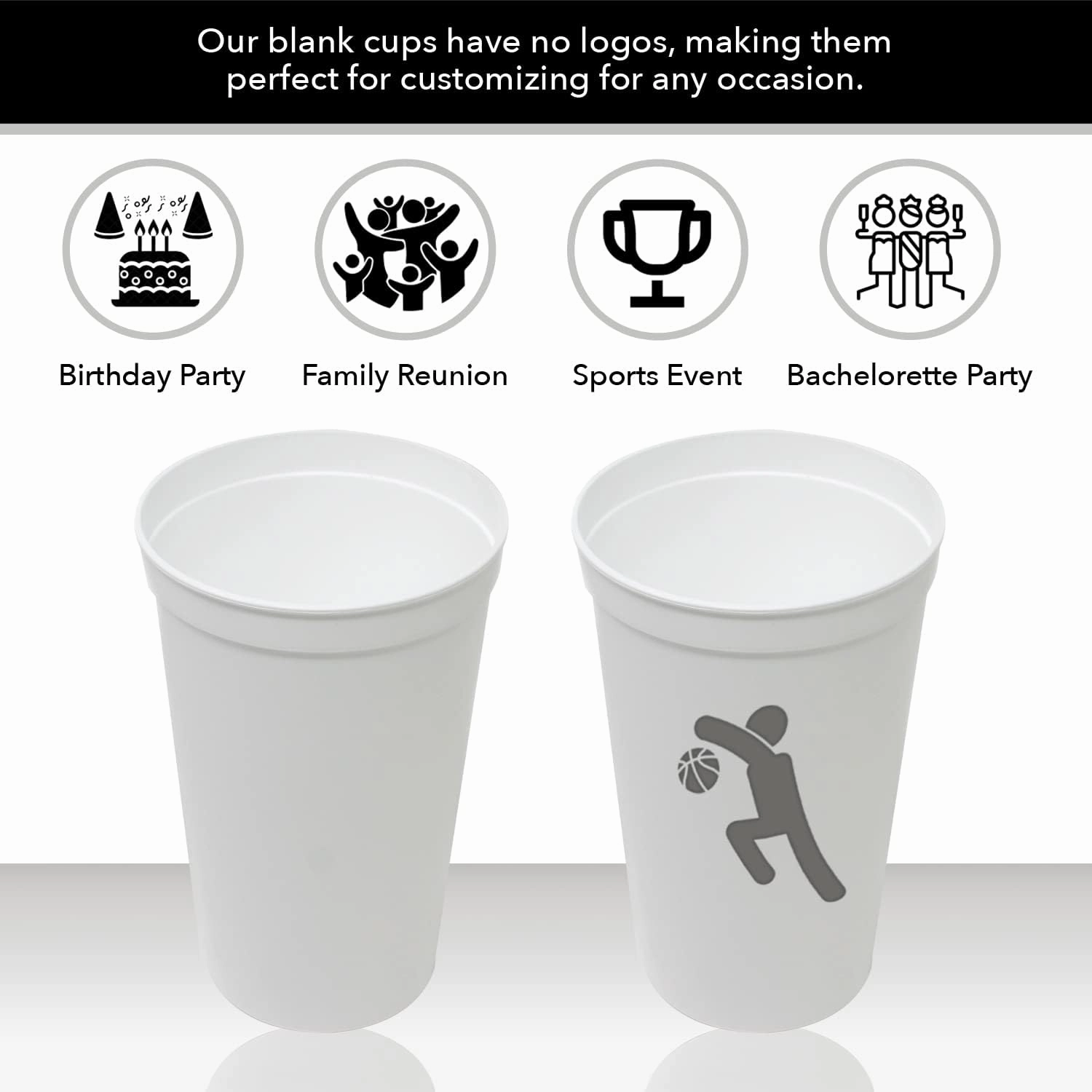Rolling Sands 22 oz Reusable Plastic Cups with Lids, 10 Pack, USA Made Black Tumblers; Includes 10 Reusable Straws; Dishwasher Safe