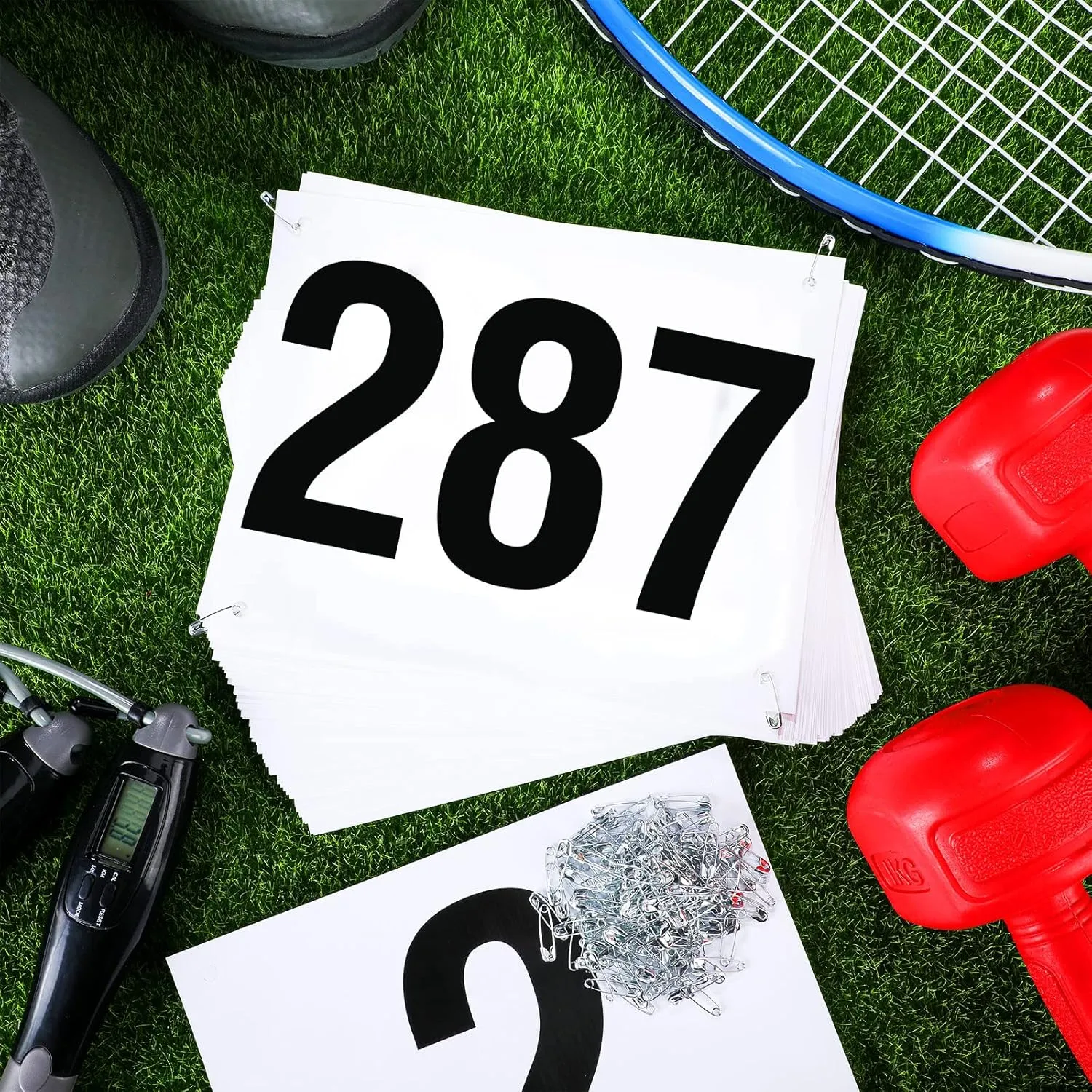 Running Bib Numbers with Safety Pins for Marathon Sports Competition Events Tearproof Waterproof, 6 x 7.5 Inch