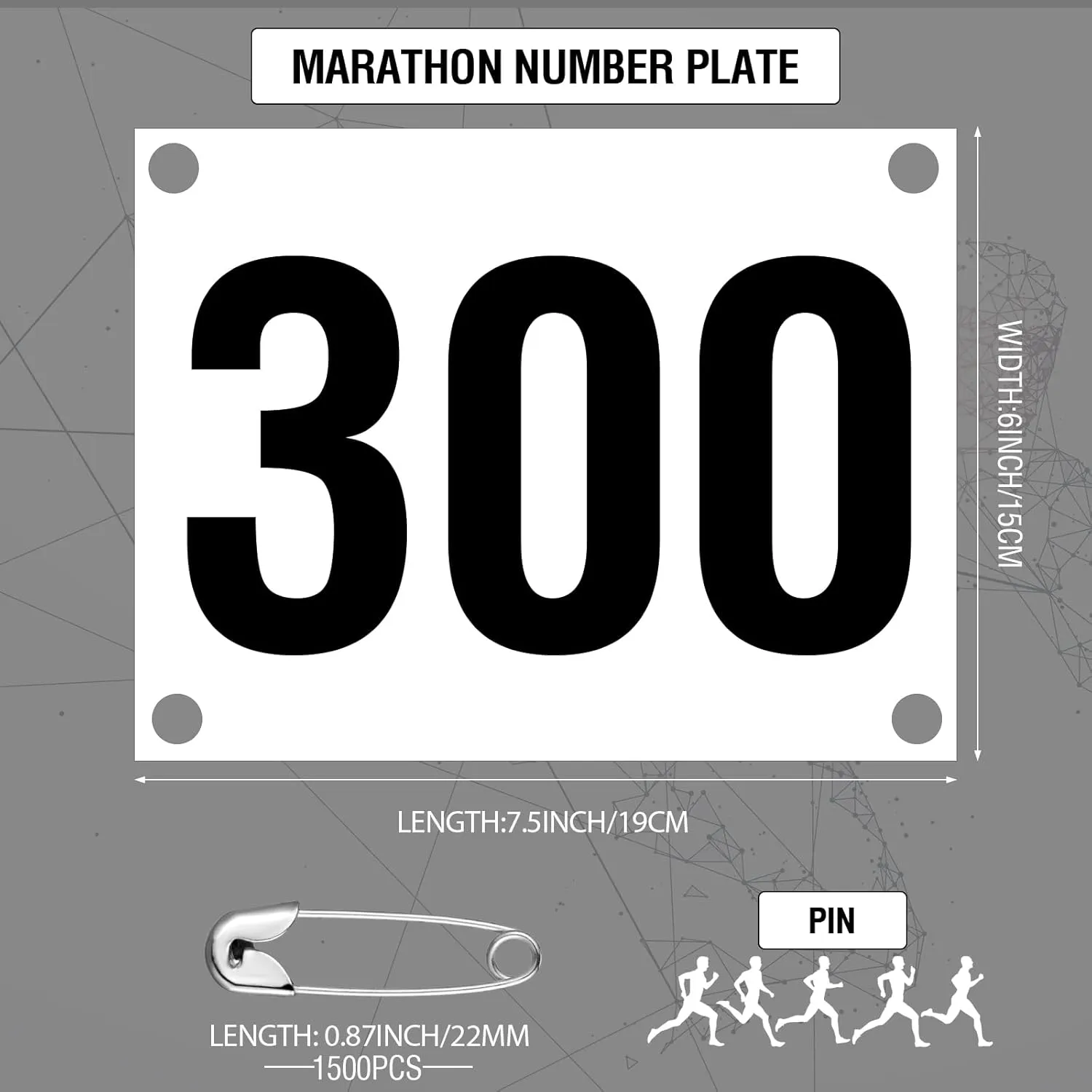 Running Bib Numbers with Safety Pins for Marathon Sports Competition Events Tearproof Waterproof, 6 x 7.5 Inch
