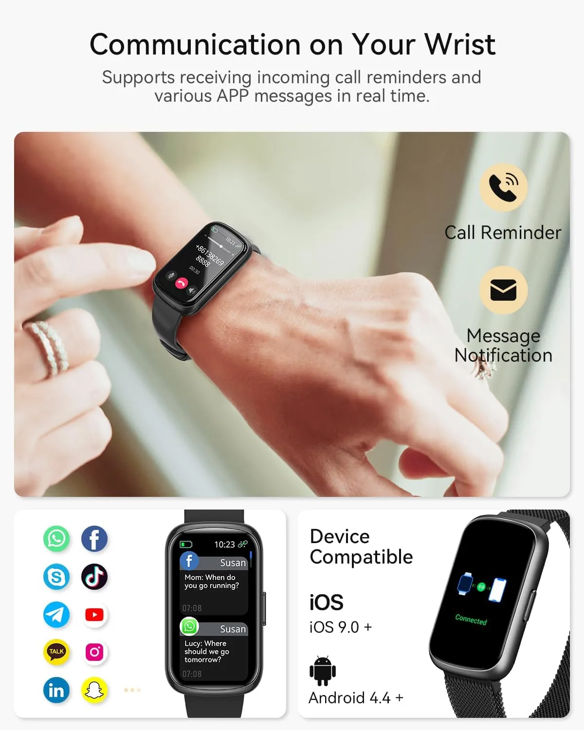 RUXINGX Fitness Watches for Women/Men, 20  Sport Modes Fitness Tracker, Smart Watches for Women/Men with Steps/Calories Burned/Distance Tracker, Android Smart Watch for Phones