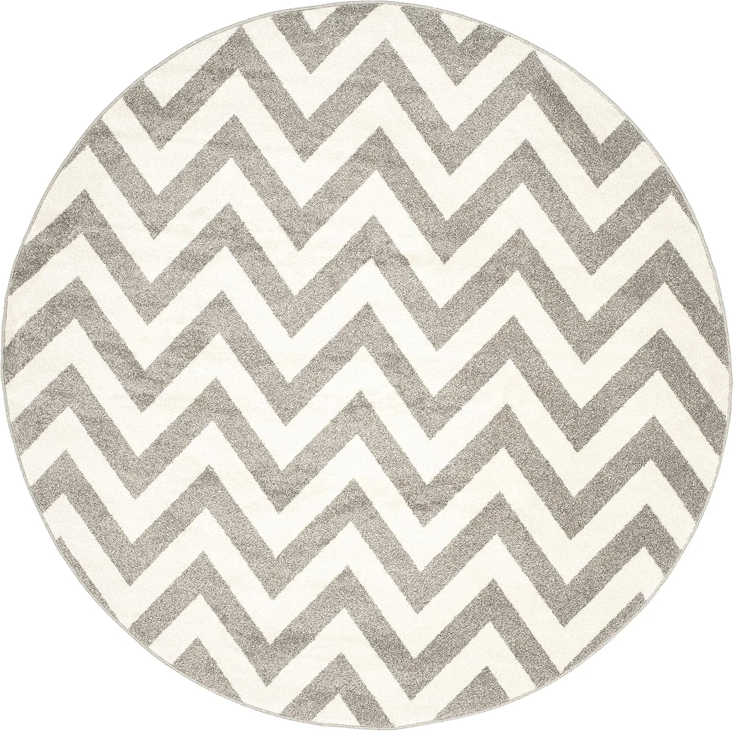 SAFAVIEH Amherst Collection 9' Round Dark Grey/Beige AMT419R Chevron Non-Shedding Dining Room Entryway Foyer Living Room Bedroom Area Rug