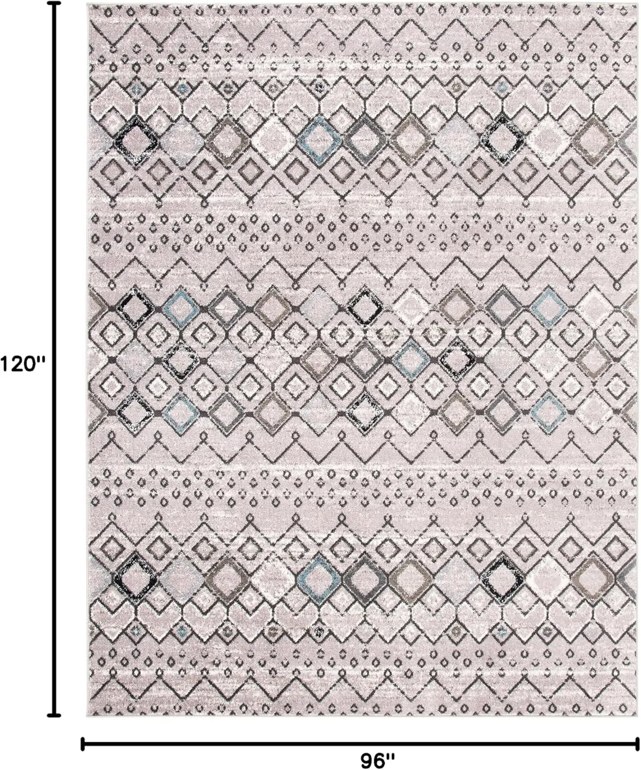 SAFAVIEH Amsterdam Collection Area Rug - 8' x 10', Light Grey & Brown, Moroccan Boho Design, Non-Shedding & Easy Care, Ideal for High Traffic Areas in Living Room, Bedroom (AMS108F)
