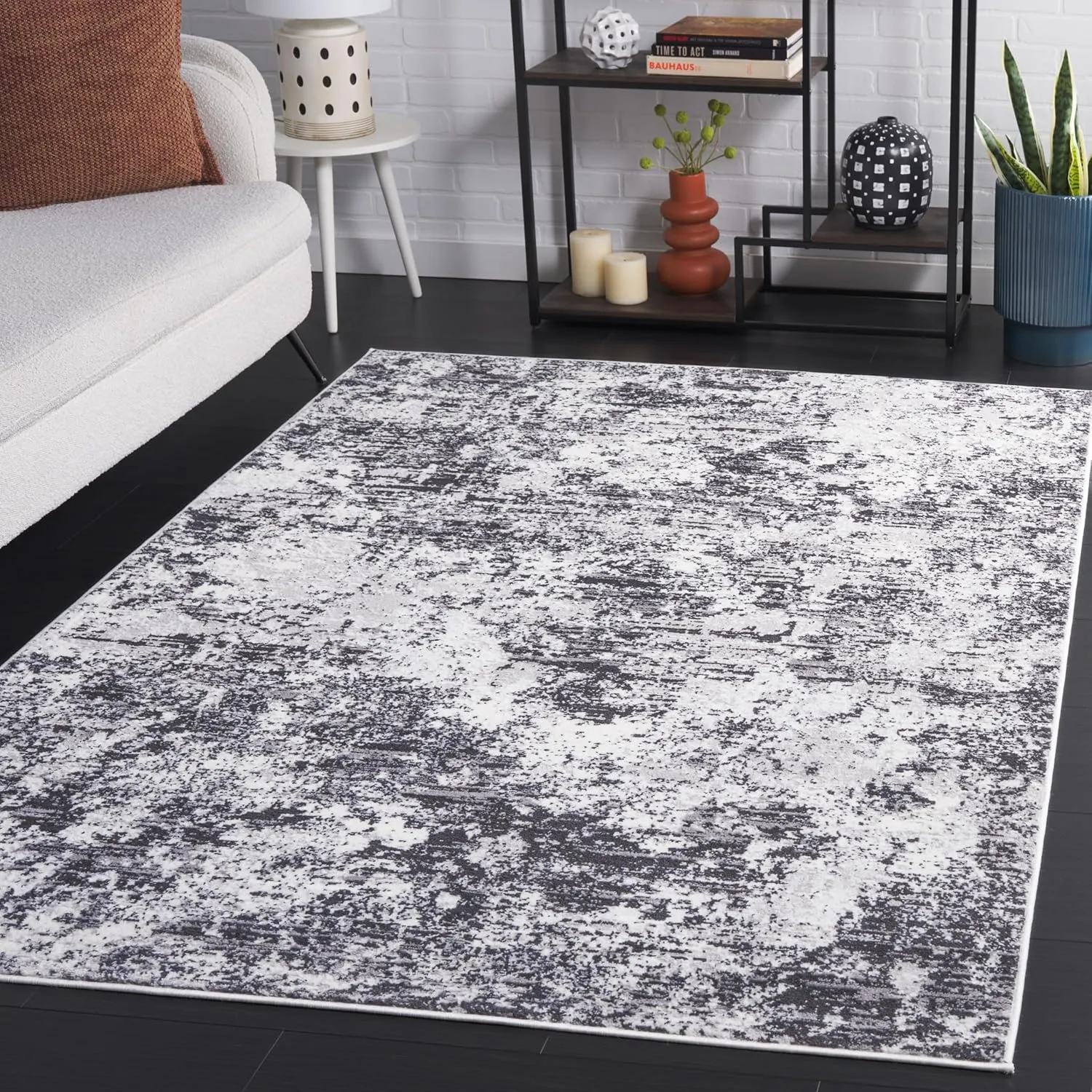 SAFAVIEH Area Rug 8x10 - Amelia Collection - Large - Charcoal & Ivory, Modern Design, Non-Shedding & Easy Cleaning, Ideal for Living Room, Bedroom, Office, Dining Space (ALA705H)