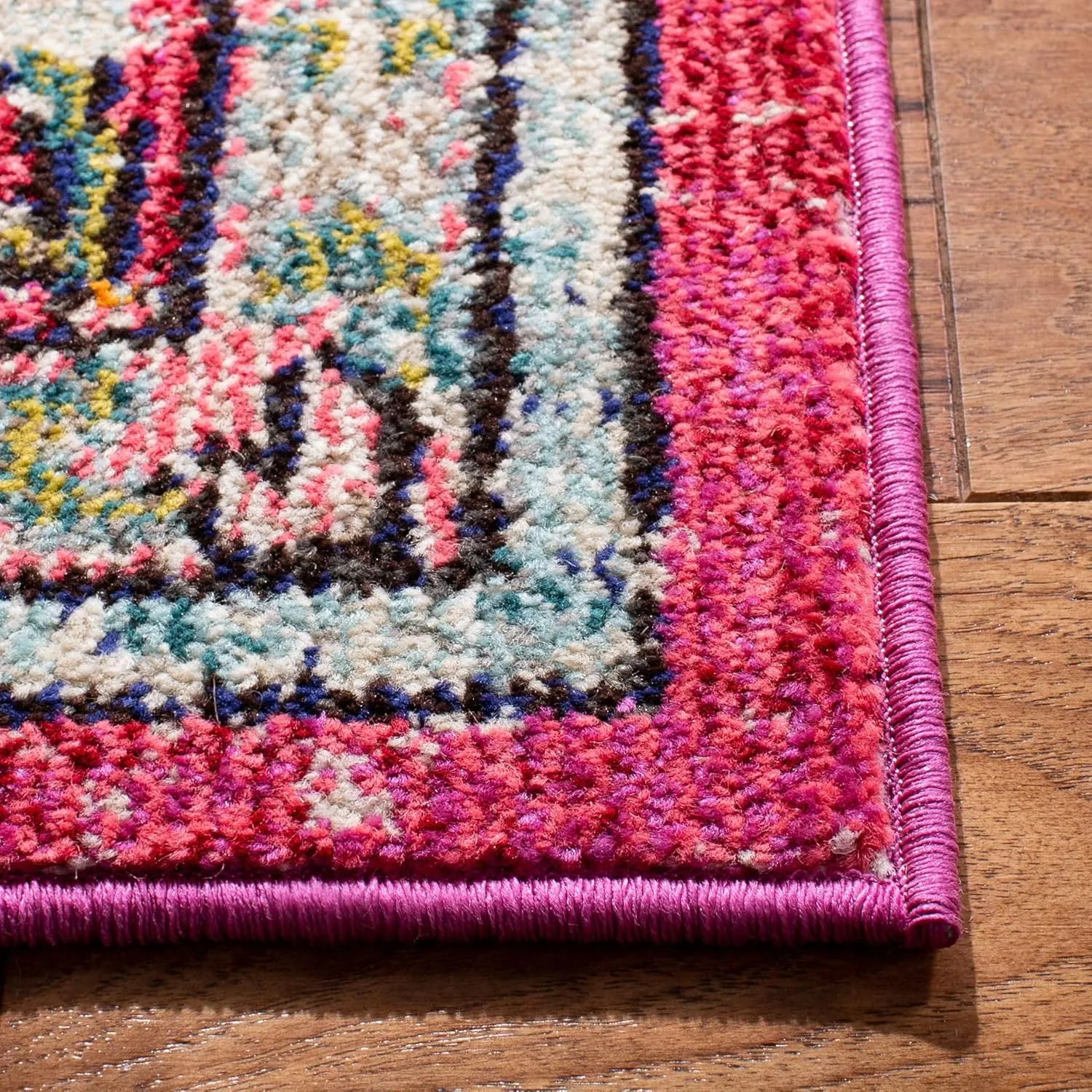 SAFAVIEH Area Rug 8x10 - Madison Collection - Large - Fuchsia & Blue, Boho Chic Medallion Distressed Design, Non-Shedding & Easy Cleaning, Ideal for Living Room, Bedroom, Dining Space (MAD473A)
