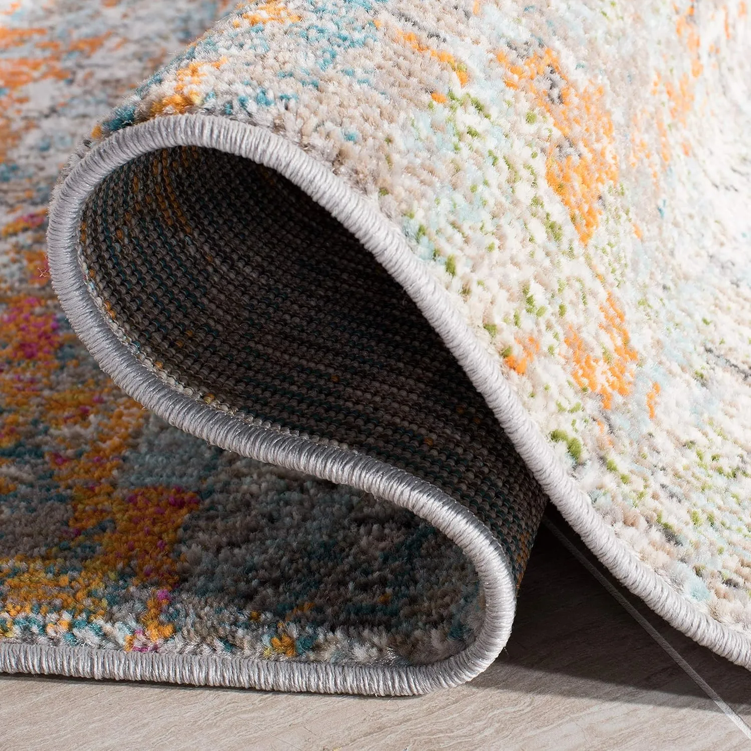 SAFAVIEH Area Rug 8x10 - Madison Collection - Large - Grey & Orange, Modern Abstract Design, Non-Shedding & Easy Cleaning, Ideal for Living Room, Bedroom, Office, Dining Space (MAD460F)