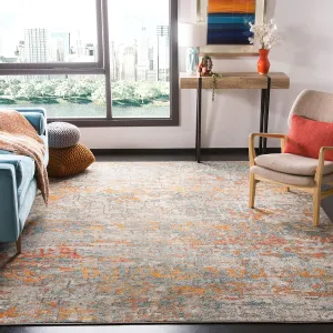SAFAVIEH Area Rug 8x10 - Madison Collection - Large - Grey & Orange, Modern Abstract Design, Non-Shedding & Easy Cleaning, Ideal for Living Room, Bedroom, Office, Dining Space (MAD460F)