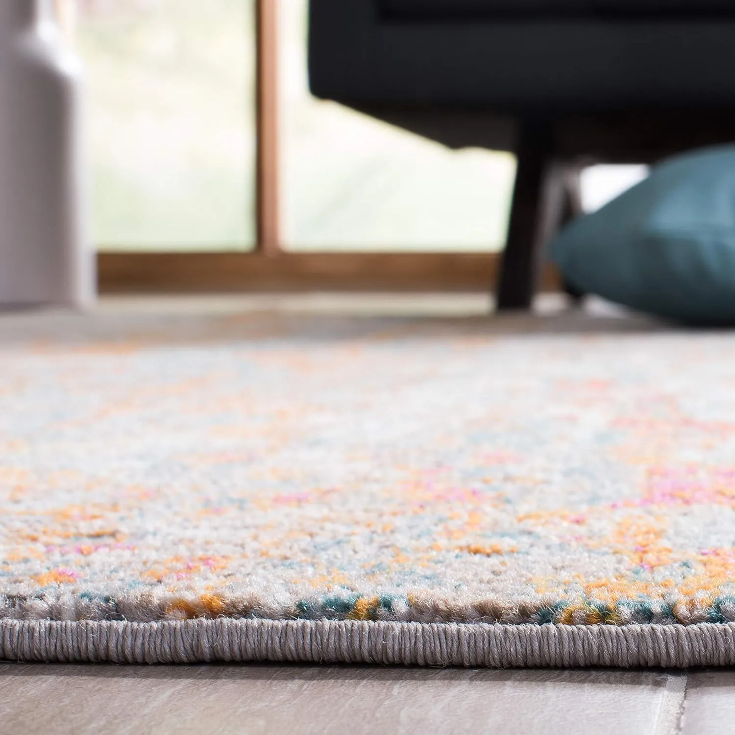 SAFAVIEH Area Rug 8x10 - Madison Collection - Large - Grey & Orange, Modern Abstract Design, Non-Shedding & Easy Cleaning, Ideal for Living Room, Bedroom, Office, Dining Space (MAD460F)