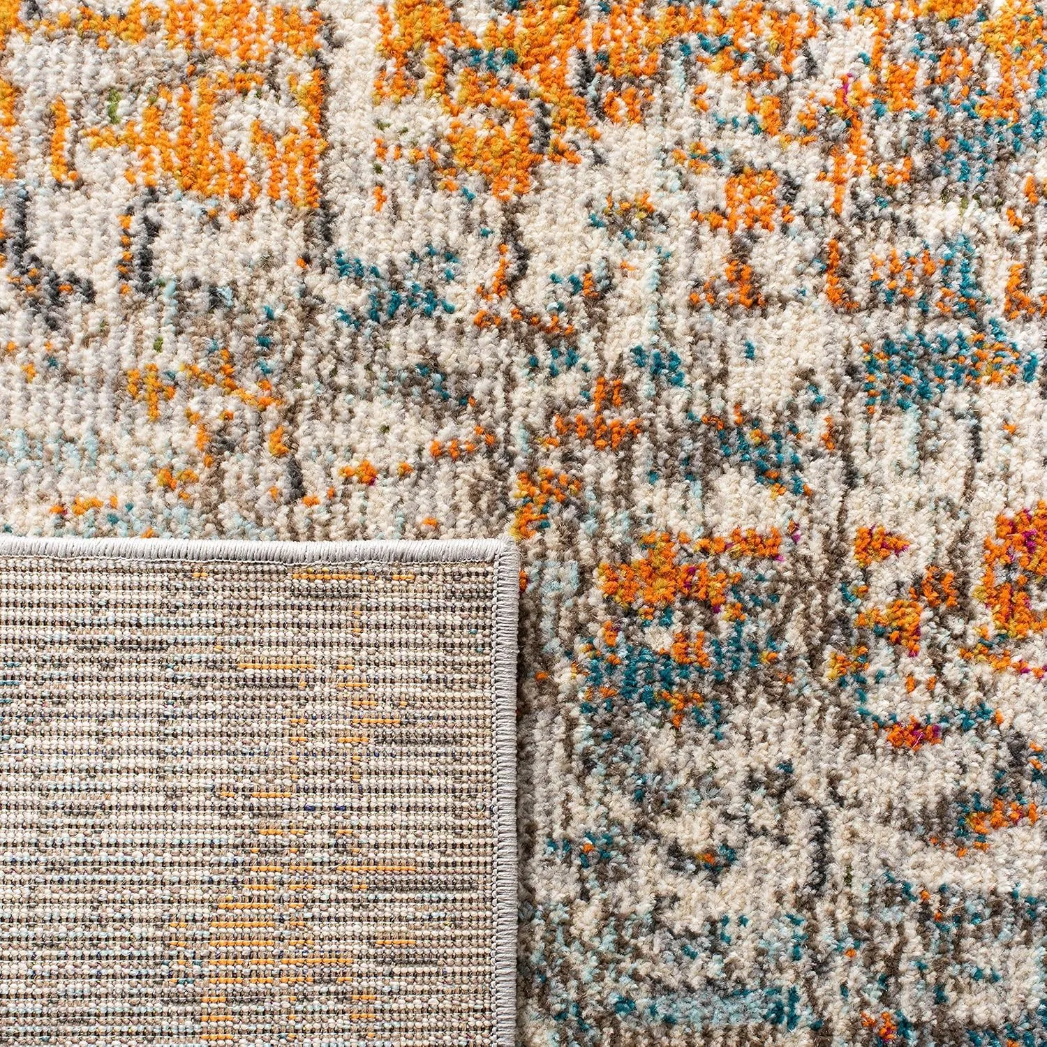 SAFAVIEH Area Rug 8x10 - Madison Collection - Large - Grey & Orange, Modern Abstract Design, Non-Shedding & Easy Cleaning, Ideal for Living Room, Bedroom, Office, Dining Space (MAD460F)