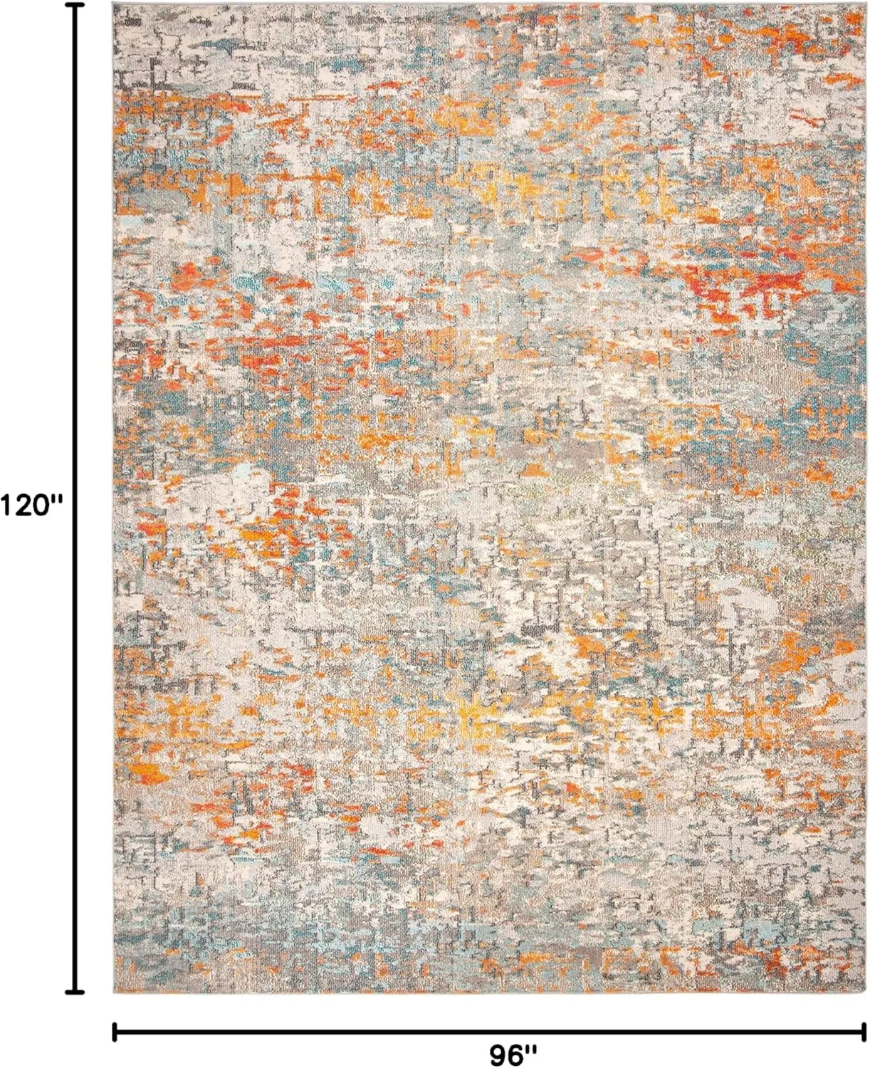 SAFAVIEH Area Rug 8x10 - Madison Collection - Large - Grey & Orange, Modern Abstract Design, Non-Shedding & Easy Cleaning, Ideal for Living Room, Bedroom, Office, Dining Space (MAD460F)