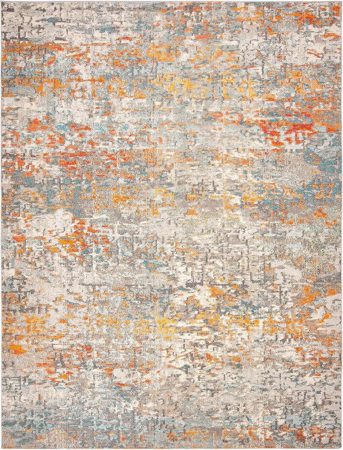 SAFAVIEH Area Rug 8x10 - Madison Collection - Large - Grey & Orange, Modern Abstract Design, Non-Shedding & Easy Cleaning, Ideal for Living Room, Bedroom, Office, Dining Space (MAD460F)