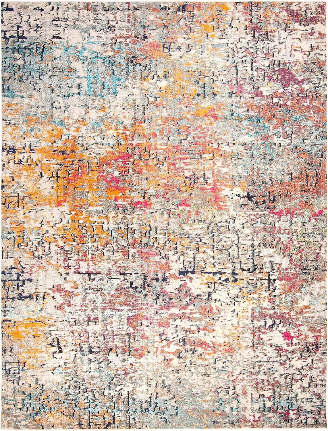 SAFAVIEH Area Rug 8x10 - Madison Collection - Large - Grey & Pink, Modern Abstract Design, Non-Shedding & Easy Cleaning, Ideal for Living Room, Bedroom, Office, Dining Space (MAD460A)
